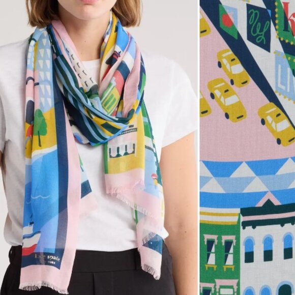 kate spade Accessories - Kate Spade NYC City Scape Oblong Scarf NWT